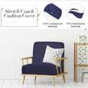 Newwiee Set of 4 Stretch Patio Cushion Covers Sofa Couch Seat Chair Slipcovers Cushion Cover Replacement Furniture Protector for Pets Washable(Navy Blue,Seat Cover,Solid)