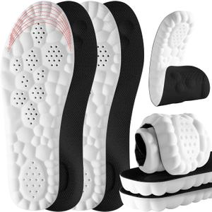 2 Pair Black 4D Cloud Steppers Insoles for Men and Women - Shock Absorption Inserts, Soft Anti-Fatigue, Relieve Foot Pain, Memory Foam Insoles for Shoes, Boots & Sneakers (Black & Black)