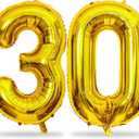 Gold Number 30 Balloons, 40 Inch Gold Mylar Foil Number 3 & 0 Balloons for Women, Self Inflating 30th Birthday Balloons for 30 Year Old Men Anniversary Birthday Party Decorations Supplies