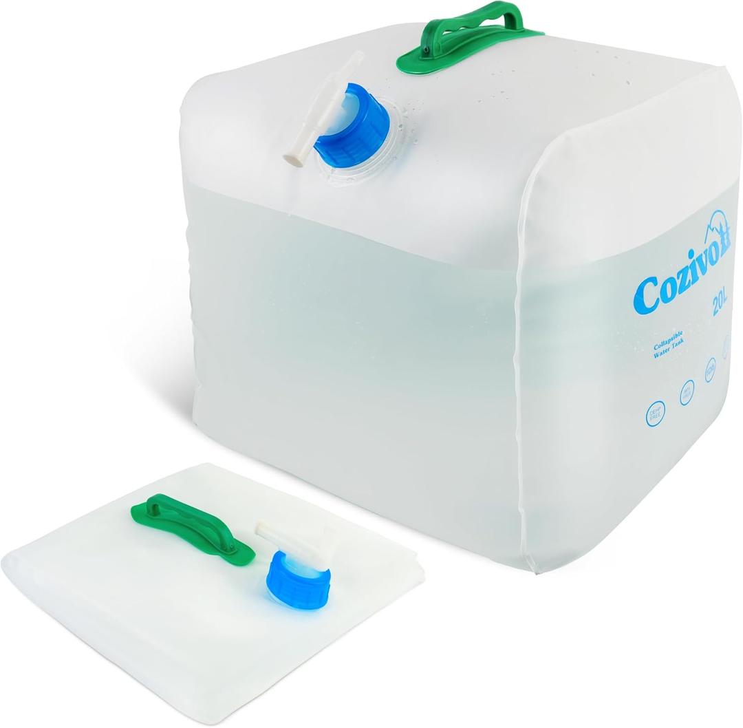 1 Pack Collapsible Water Container, 5.3 Gallon Water Storage Jug with Spigot, BPA-Free Portable Water Cube for Outdoor Camping Hiking and Emergency Survival Kit