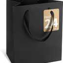 Black Gift Bags With Handles, 8x5x10 Inch Sturdy Kraft Paper Gift Bags, Bulk for Wedding, Party, Birthday, Business and Shopping (Black-M-24-pcs)
