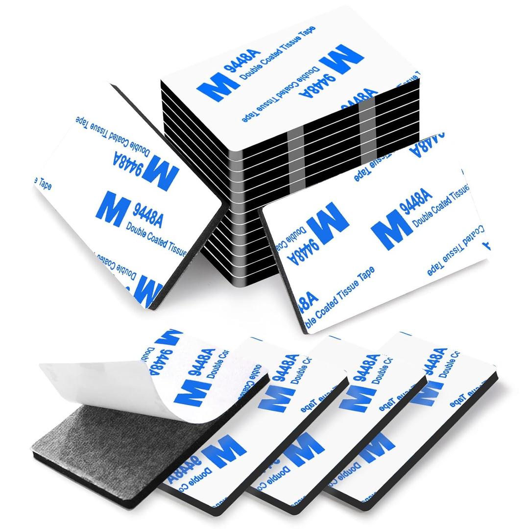 Double Sided Adhesive Pads,Heavy Duty Mounting Tape,48Pcs 3mm Thickness Pre-Cut Foam Tape,Super-Sticky Black Strong Pads Rectangle Shape Waterproof for Walls Picture, Car, Home, Office (1.97x1.18)