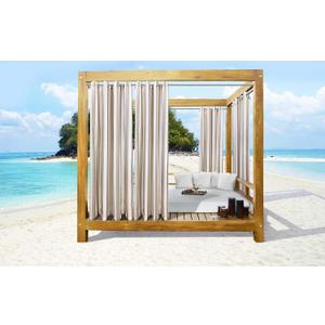 Seaside Stripe Indoor/Outdoor Grommet Curtain Panel - Pair Each 50" x 84" in Linen