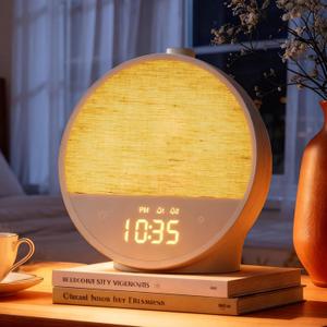 Vivilumens Sunrise Alarm Clock, Gentle Wake-Up Light & Sound Machine, Dual Alarms for Heavy Sleepers Adults, Natural Sounds, RGB Mood Light, Dimmable Bedside Night Lamp, Ideal for Bedroom & Gifts