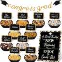 Meanplan 34 Pcs 2026 Graduation Candy Bar Party Decoration Graduation Candy Bar Party Supplies Buffet Plastic Bowls Spoons Congrats Grad Banner Buffet Sign Snack Labels for High School College, Black
