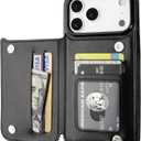 ONETOP Compatible with iPhone 17 Pro Max Wallet Case with Card Holder, PU Leather Kickstand Card Slots Case, Double Magnetic Clasp and Durable Shockproof Cover 6.9 Inch (Black)