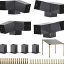 Pergola Kit - 3-Way Slanted Brackets, Powder-Coated, 4" x 4" (Actual: 3.5x3.5 Inch), Hardware for Outdoor Wood Pergolas, Gazebos, Sheds (8 pcs)