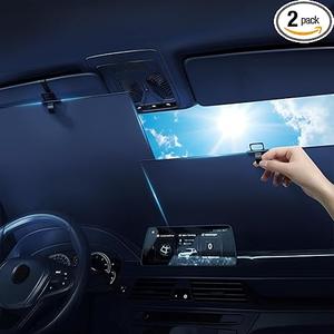 Automatic Retractable Sunshade for Car,Retractable Sunshade for Car Windshield Roller Shades for 99% UV Blocking Protects and Heat Protection 27x53inch(1 Set)