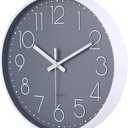 jomparis 13 1/2 Inches Gray Wall Clock Silent Battery Operated Wall Clock Modern Simple Style Decor Clock