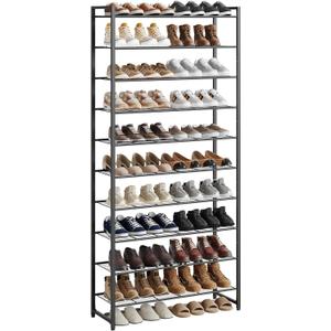 Shoe Rack for Closet, Metal Shoe Organizer, 10 Tier Garage Shoe Rack Max Holds 50 Pairs,Shoe Storage Shelf,Entryway, Black