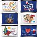 Reginary 6 Pcs Texas Cosmetic Bag Souvenir Gifts California Makeup Bag Florida Souvenir Gifts Zipper Pouch for Women Traveler Party Favors