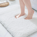 ILANGO White Bathroom Rugs 24" × 17" Small Non Slip & Super Absorbent Extra Thick Soft, Washable Bath Mat for Floor, Non Shedding Microfiber Plush Shaggy Bath Rug for Bathtub Shower Room Sink, 2 pack.
