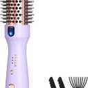 ZAVAREA Thermal Brush, 1.5 Inch Heated Round Brush Stylers, 800M Negative Ions Ceramic for Less Frizz Damage, 4 Temperature Set, Dual Voltage for Travel, Easy Use Boosts Shine, Dual Voltage (Valoran Purple)