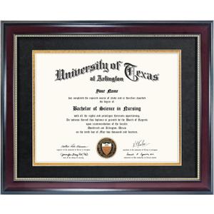 GraduationMall 8.5x11 Diploma Frame with Black over Gold Mat or Display 11x14 Document without Mat, UV Protection Acrylic, Mahogany with Gold Beads