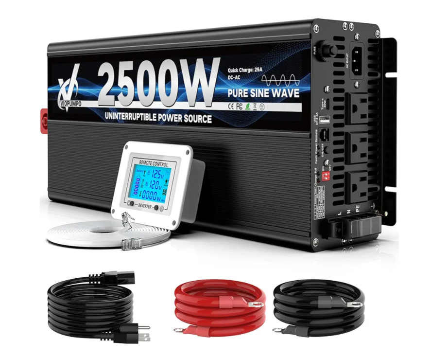 2500 Watt Sump Pump Backup Battery System, Automatic Switching to Battery Inverter Power, Professional Backup System in Case of Power Failure, Pure Sine Wave Output Remote Controller with LCD Screen