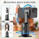 Smart Ai Facial Recognition Phone Tripod, Auto Face Tracking Tripods 360 Rotation with Stand, Adjustable Angle and Rotation, with Remote Control and Telescopic Function for Video Recording(Black)