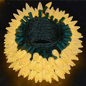 WBao Battery Operated Christmas Lights 100 LED 34ft C6 Christmas String Lights with 8 Modes, Timer, Waterproof Design for Indoor Outdoor Trees, Fence, Stairs Xmas Decorations, Warm White