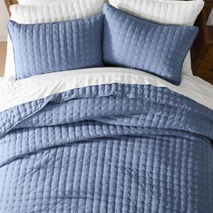 WDCOZY Queen Size Quilt Bedding Sets with Pillow Shams, Lightweight Soft Bedspread Coverlet, Quilted Blanket Thin Comforter Bed Cover, All Season Summer Spring, 3 Pieces, 90x90 inches