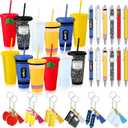 Qinyoung 36 Pcs End of Year Teacher Gifts, Back to School Gifts, 24 oz Composition Tumbler Cups Ballpoint Pen and Keychain Set for Back to School, End of Year Party Favors Supplies