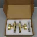 Haidms Brushed Gold Dummy Door Knobs, Half Brushed Brass No-Turning Dummy Knob for Closet Doors, Zinc-Alloy Single-Sided Door Locks (2 Pieces/1 Pair) (1 Pack)