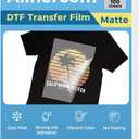 DTF Transfer Film - A4 Direct-to-Film Matte Clear Pretreat Sheets for T-Shirts Printing, PET Heat Transfer Paper for Epson Inkjet Printer DTG Printer, DIY Dark or Light Colors Fabric (A4 100 Sheets)