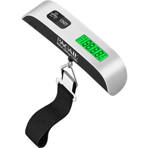 BAGAIL Digital Luggage Scale, 110lbs Hanging Baggage Scale with Backlit LCD Display, Portable Suitcase Weighing Scale, Travel Luggage Weight Scale with Hook, Strong Straps for Travelers (Ash Silver)