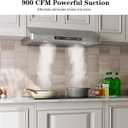 IKTCH 30 Inch Under Cabinet Range Hood, 900 CFM with 4-Speed Gesture Sensing & Touch Control, Stainless Steel Range Hood