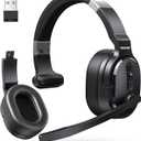 TECKNET Bluetooth Trucker Headset, Single and Dual Ear Wireless Headset with Mic for Work Noise Cancelling, 50Hrs 3 EQ Music Modes Trucker Bluetooth Headphones for PC, Drivers, Office, Call Center (Black)