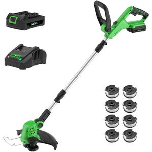 SOYUS Weed Wacker Cordless, 12 Inch String Trimmer Battery Powered with Battery and Charger, Lightweight Edger Trimmer with 8 Pcs Replace Spool Trimmer Lines
