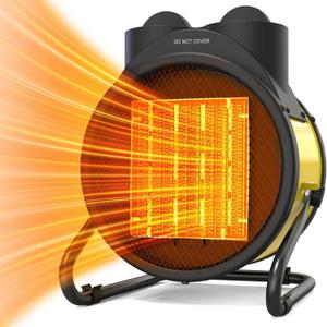 Outdoor Heaters for Patio, Outdoor Heater with Overheat Protection, 3S Fast Heating Portable 1500W Electric Garage Heater, Portable Patio Heaters for Space, Greenhouse (Yellow)