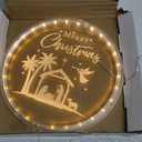 9.45 Inch Christmas Decorative Window Lights with Remote Timer USB Powered Nativity Scene Hanging Lights Xmas Silhouette Nativity Window Decor Indoor Christian Jesus Religious Sign