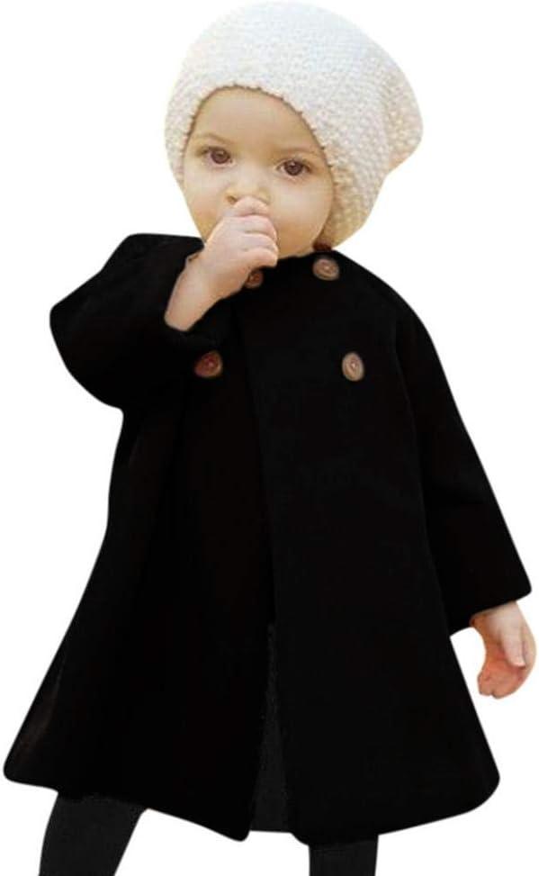 XFGLCK Toddler Baby Girls Coats Cloak Button Jacket Outerwear Fall Winter Clothes (18-24 Months, Black)