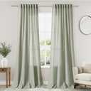 Sage Curtains 94 inches Long 2 panels for Living Room Back Tab Rod Pocket Semi Sheer Linen Draperies Muted Neutral Sage Green Room Decor Earth Tone Pale Green Curtain for Diningroom Bedroom Office