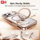 CASEKOO Rose Gold Glossy Designed for iPhone 17 Pro Case with 360 Spin Magnetic Stand [Fit for MagSafe][17FT Military Protection] Slim Polished Frame Titanium Alloy Sturdy Stand 6.3'', Rose Gold