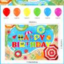 59 Pcs Pool Birthday Party Supplies, Summer Beach Pool Themed Party Decoration Pool Backdrop Balloons Cake Cupcake Topper for Swim Water Bash Luau Tropical Hawaii Themed Party Decor