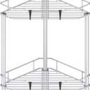HuggieGems 2 Tier Floor Standing Corner Shower Caddy Organizer Shelf with Hooks, Bathroom Shelves Stand Rack, Silver