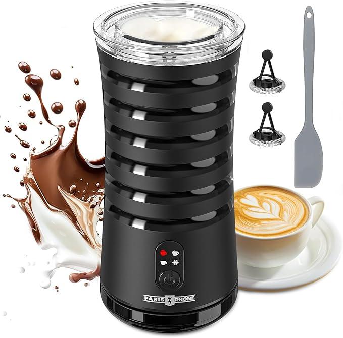 Milk Frother, Paris Rhône 4in1 Milk Steamer and Frother, Hot & Cold Foam Milk Warmer with Temperature Control, Auto ShutOff Frothers for Coffee, Latte, Cappuccino, Macchiato