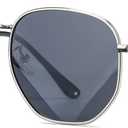 HJSTES Small Polarized Sunglasses Women Men Trendy Hexagonal Metal Frame Mirrored Lens UV Protection (A04 Silver/Grey)