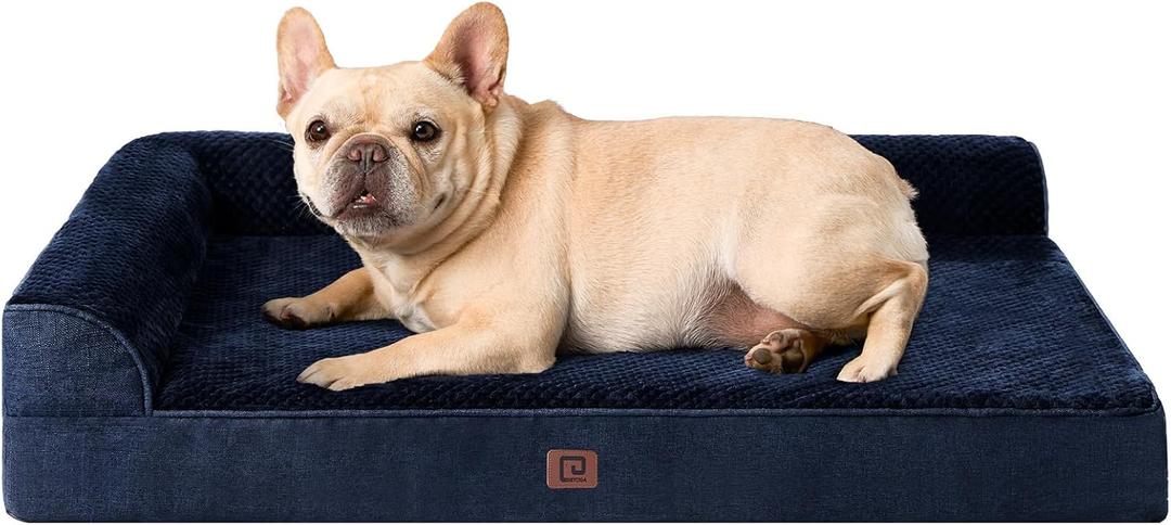 EHEYCIGA Memory Foam Dog Bed Medium Sized Dogs, Waterproof Dog Bed Orthopedic with Washable Removable Cover, Non-Slip Pet Bed Couch for Crate, 30x20x6 Inches, Navy Blue (30.0"L x 20.0"W x 6"Th)