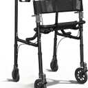 Walkers for Seniors, 4 Wheel Rollator Walker with Seat Supports 300lb,Aluminum Frame, Foldable Walker with 6" Backrest & Storage Bag, Height Adjustable, Lightweight Rolling Walker,Only 12LBS