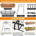 Riare 2 Pack 24 Inch Window Boxes Planters with Coco Liner, Metal Deck Railing Planter Boxes, Balcony Planters Railing Hanging, Horse Trough Window Flower Planter Boxes for Outdoor Porch Fence Patio
