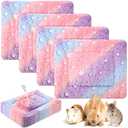Haull 4 Pcs Waterproof Guinea Pig Bedding Guinea Pig Bed Plush Cage Liners Soft Rabbit Dog Cat Mat Reversible Cozy Winter Animal Pee Pad Hamster Bunny Mat Accessory(Colorful Star,13 x 10 Inch)