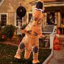 8 Colour Halloween Inflatable Dinosaur Costume Adult Fancy Dinosaur Suit Blow up Trex Costume (Orange, L)