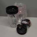 Blender Replacement Parts for Ninja, 24oz Ninja Blender Cups with To-Go Lids, 7 Fins Extractor Blade, Compatible with Nutri Ninja Auto iQ Blenders BL2012 BN801 BL480-30 BL640-30 BL642-30 NN100-30