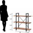 HSH 3 Tier Industrial Solid Wood Bookshelf, Distressed Brown