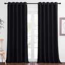 NICETOWN Black Blackout Living Room Curtain 102 inches Long, Grommet Thermal Insulated Cold/Light/Sound Blocking Window Drape for Bedroom/French Door (W66 x L102, 1 Panel)