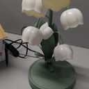 Green Flower Lamp for Home, Bedside Vintage Table Lamps, 5 Lily of The Valley Reading Lights,3 Colors Modes Kawaii Bedside Lamp Decor, with G4 Bulb Nightstand Light for Living Room Office Bedroom