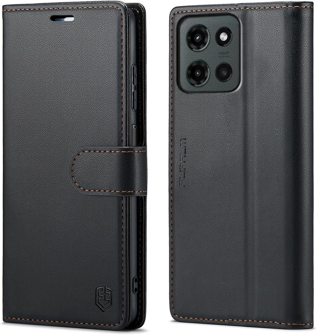 Wallet Case for Moto G 5G 2025, RFID Blocking Credit Card Holder, PU Leather Folio Flip Kickstand Protective Shockproof Cover for Motorola Moto G 5G 2025 (Black)