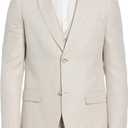 Perry Ellis Mens Linen-Blend Suit Jacket, Breathable Single Breasted Blazer, Regular Fit, with Chest Pocket  (42 Short, Natural Linen Herringbone 2)