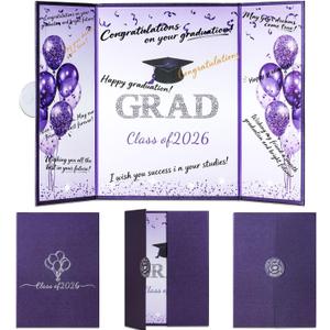 2 x Purple Graduation Signature Book, 3-Panel Class of 2026 Graduation Party Guest Book for Graduation Party Decorations High School College Graduations Decor for Him Her
